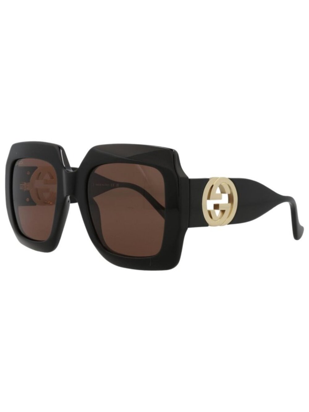 New Gucci Womens Square/Rectangle Black Black Brown Fashion Designer Sunglasses